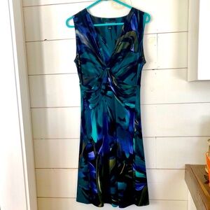 Connected Apparel Sleeveless Multicolor Jewel-tone Dress Gathered Bodice Size 12